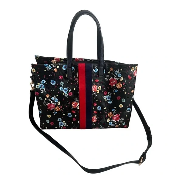 Moda Luxe Colorful Floral Preppy Large Satchel Handbag - Picture 5 of 16